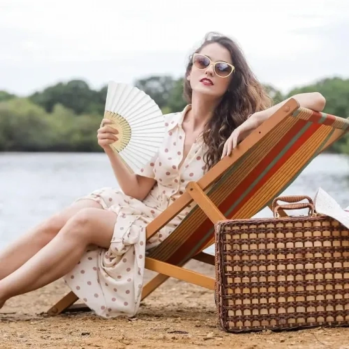 Nevamel Ahşap Beyaz Kağıt Yelpaze