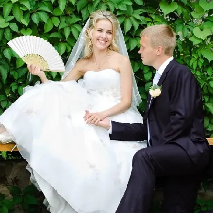 Nevamel Ahşap Beyaz Kağıt Yelpaze