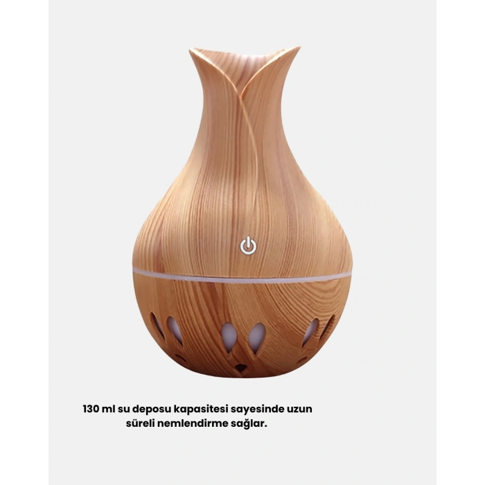 Nevamel Ahşap Desenli 130 ml Aromaterapi Difüzör Sessiz ve USB Bağlantılı