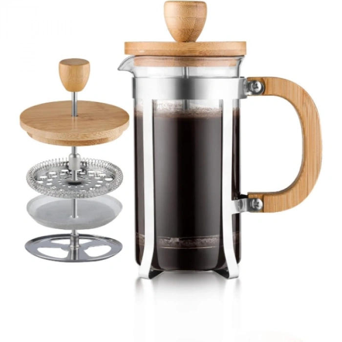 Nevamel Ahşap Detaylı 600 ml Cam French Press