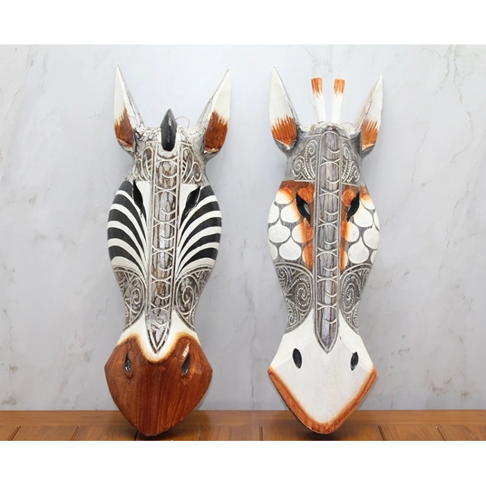 Nevamel Ahşap Duvara Asmalı Maske Zebra