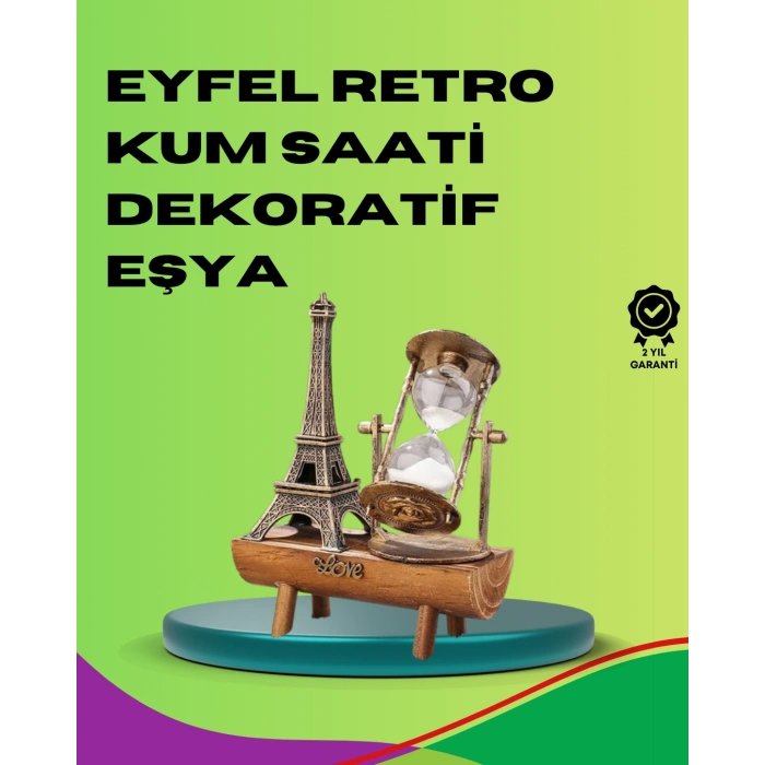 Nevamel Ahşap Gövdeli Dekoratif Kum Saati – Masa Üstü El Sanatı Aksesuarı