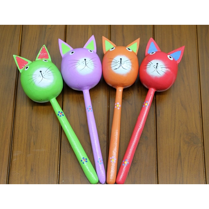 Nevamel Ahşap Kedi Marakas Tekli