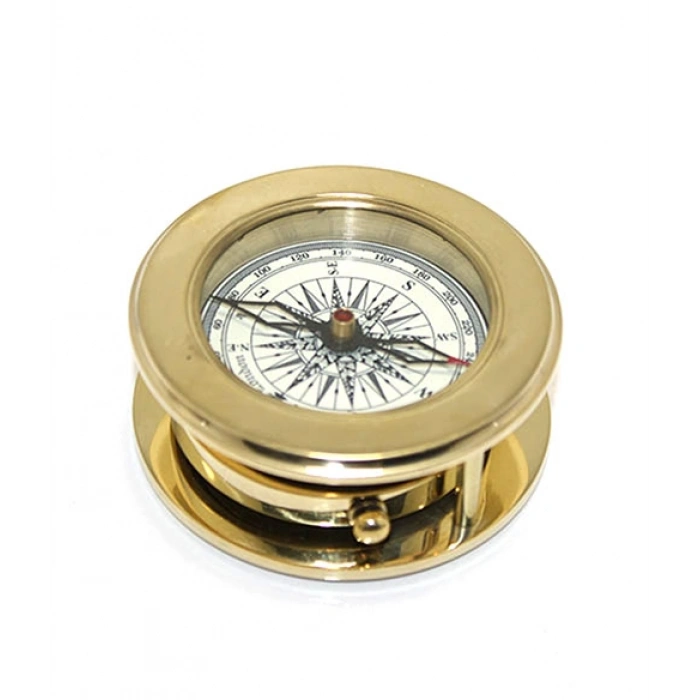 Nevamel Ahşap Kutulu Pirinç Mercekli Pusula Model 2