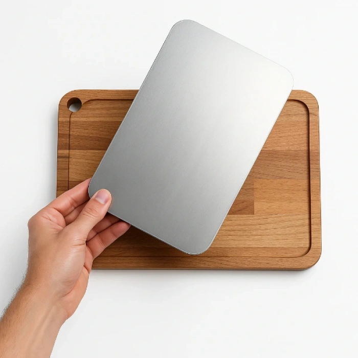 Nevamel Ahşap Paslanmaz Çelik Kesim Ve Sunum Tahtası