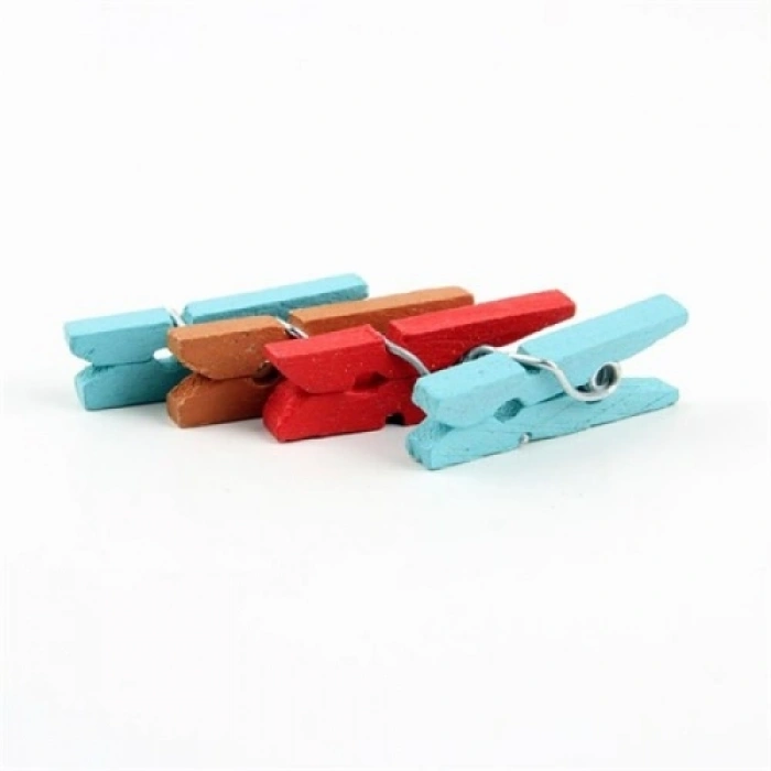 Nevamel Ahşap Renkli Mini Mandal 100 Adet