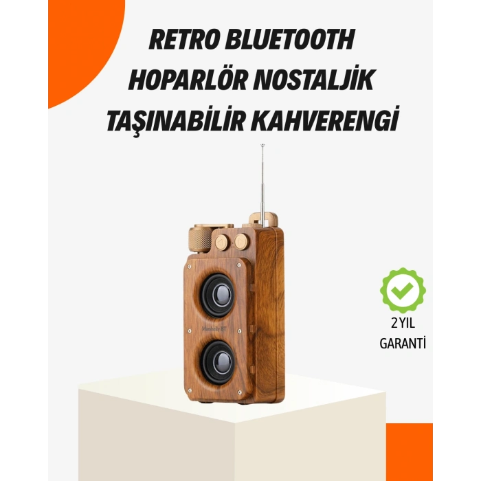 Nevamel® Ahşap Tarzı Kablosuz Hoparlör 5W Güçlü Bass TF USB AUX