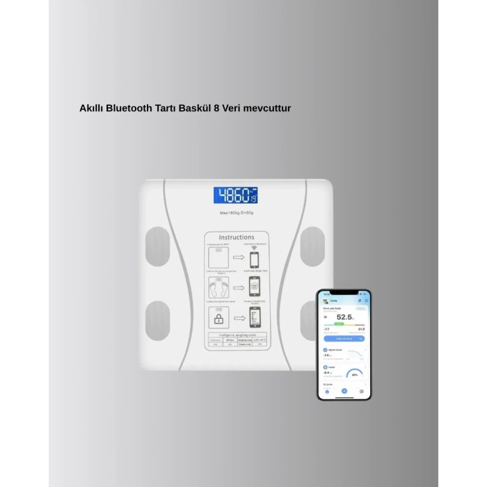 Nevamel Akıllı Bluetooth Tartı – 8 Farklı Ölçüm Verisi Otomatik Kişi Tanıma
