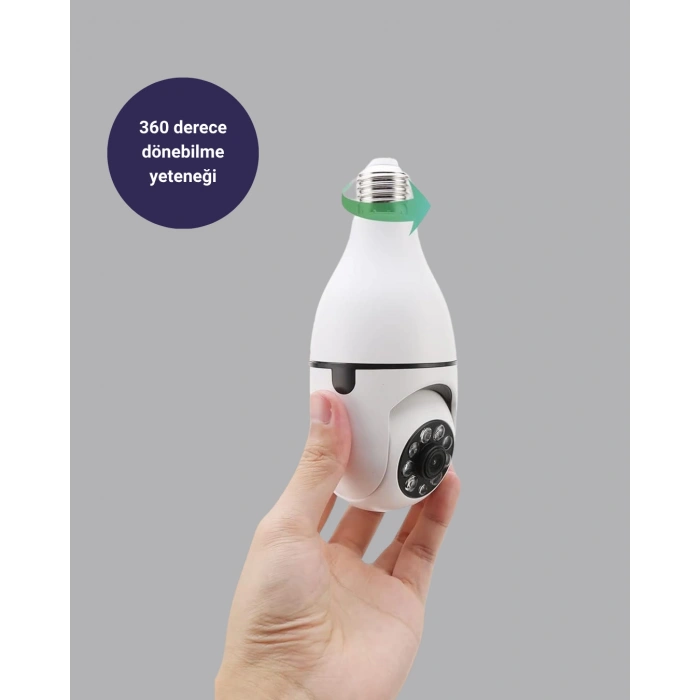 Nevamel® Akıllı Duy Kamera 360 Derece Dönebilir ve PTZ Teknolojili