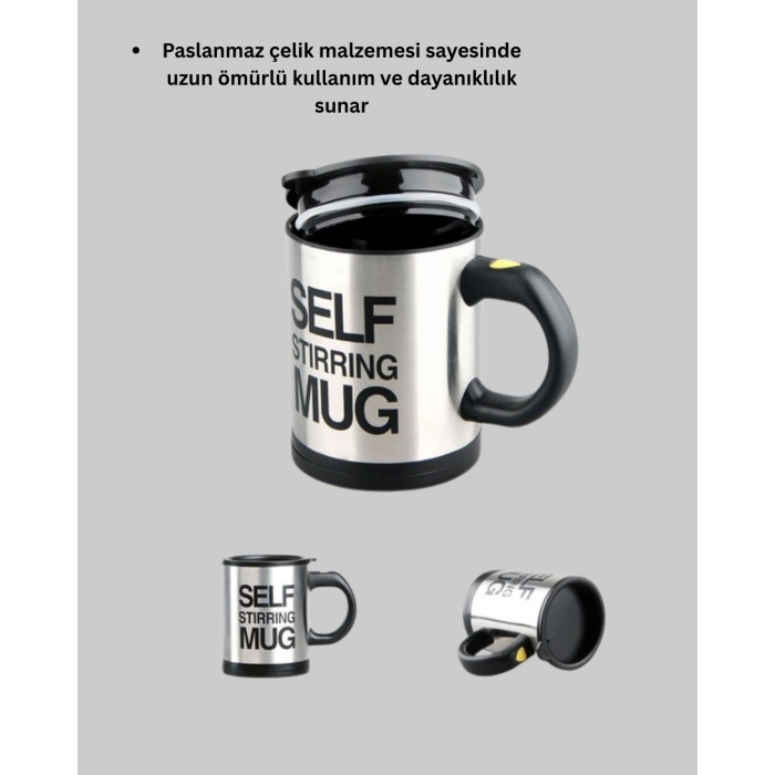 Nevamel Akıllı Kendi Kendini Karıştıran Termal Kupa – Paslanmaz Çelik