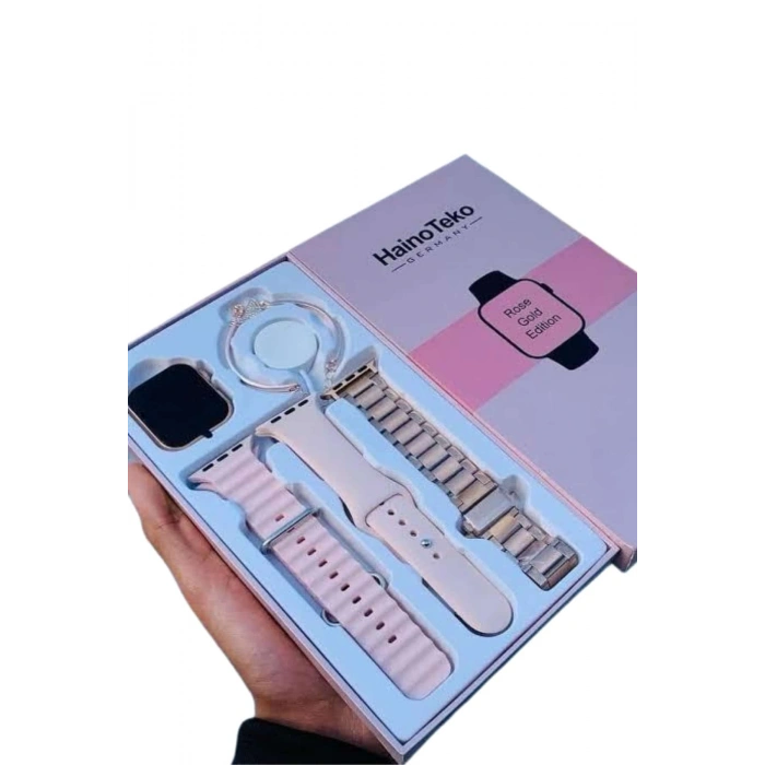 Nevamel Akıllı Saat 3 Kordonlu Ve Aksesuarlı Bayanlar Için Şık Rose renk