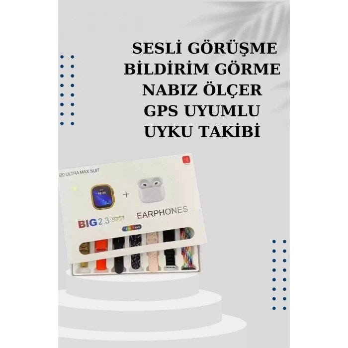 Nevamel® Akıllı Saat 7 Kordonlu Kulaklık Hediyeli Nabız Ölçer Uyku Takibi Sesli Görüşme