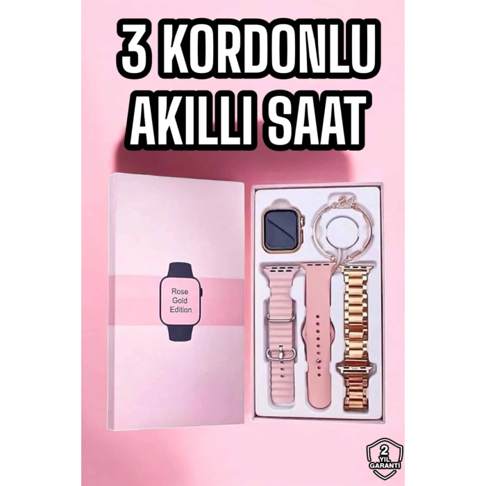 Nevamel Akıllı Saat Amoled Ekran 3 Kordonlu Aksesuar Hediyeli Sesli Görüşme