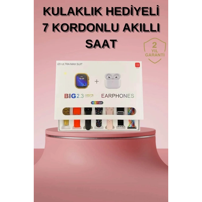 Nevamel® Akıllı Saat Bluetooth Kulaklık Hediyeli Bildirim Görme Sesli Görüşme Çoklu Kordon