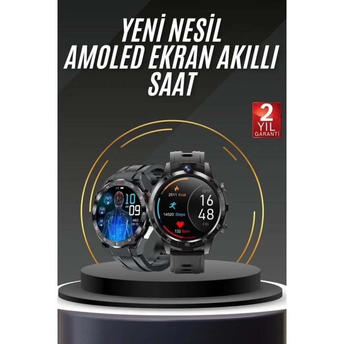 Nevamel Akıllı Saat Titanyum Kasa Yuvarlak Ekran Alarm Uyku ve Sağlık Takibi Titreşimli