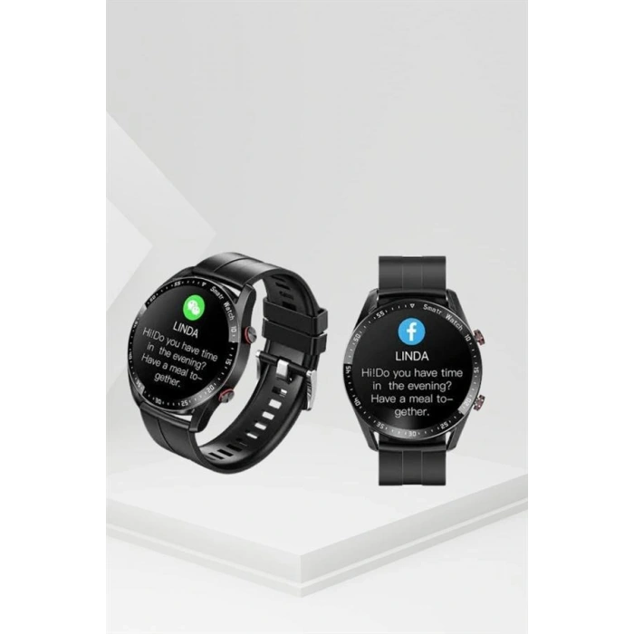 Nevamel Akıllı Saat Titanyum Kasa Yuvarlak Ekran Alarm Uyku ve Sağlık Takibi Titreşimli