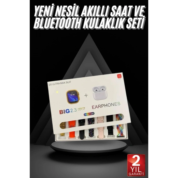 Nevamel® Akıllı Saat ve Air Pro Kulaklık 7 Kordonlu Çok Fonksiyonlu İkili Set