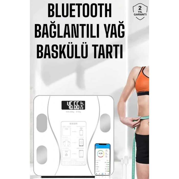 Nevamel Akıllı Tartı Dijital Baskül Yağ Su Kas Vücut Kitle Kilo Ölçer Tartı