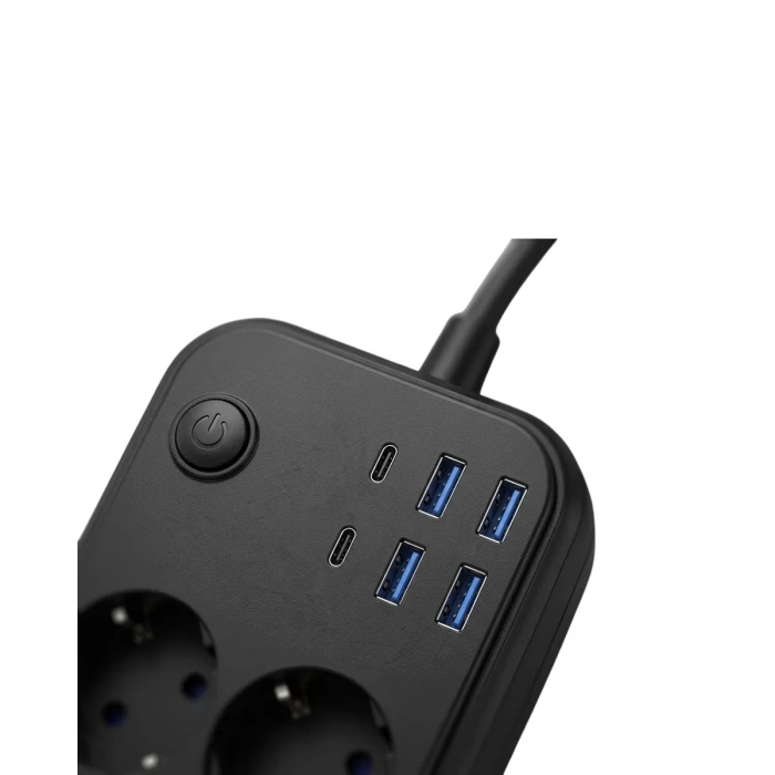 Nevamel® Akım Korumalı Çoklu Priz 4 USB 2 Type C 4 Priz Güvenli ve Hızlı Şarj