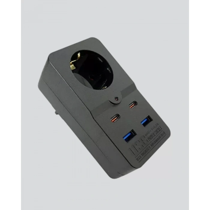 Nevamel® Akım Korumalı Priz 4 USB Type C Destekli Yüksek Isı Dayanımlı