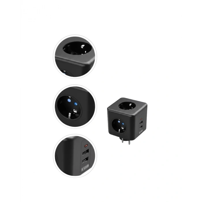 Nevamel® Akım Korumalı Priz Çoklu USB Girişli Güvenli Enerji Yönetimi