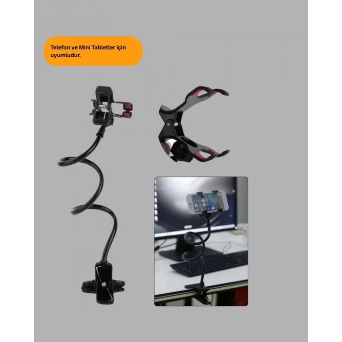 Nevamel® Akrobat Masaüstü Mandallı Telefon Tutucu 360 Derece Dönebilen