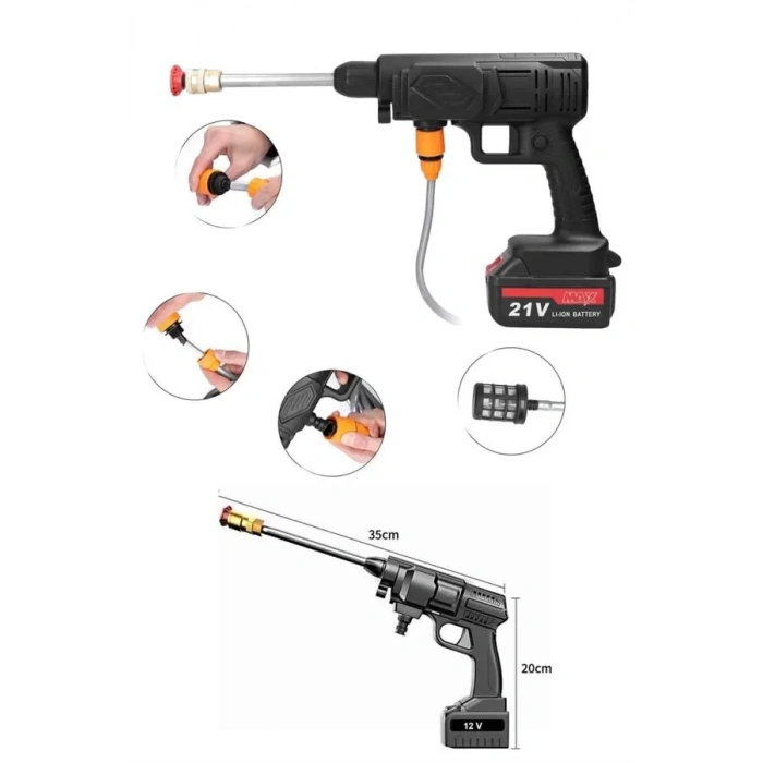 Nevamel® Akülü Oto Araç Yıkama Yüksek Basınçlı Araba Yıkama Makinesi Şarjlı