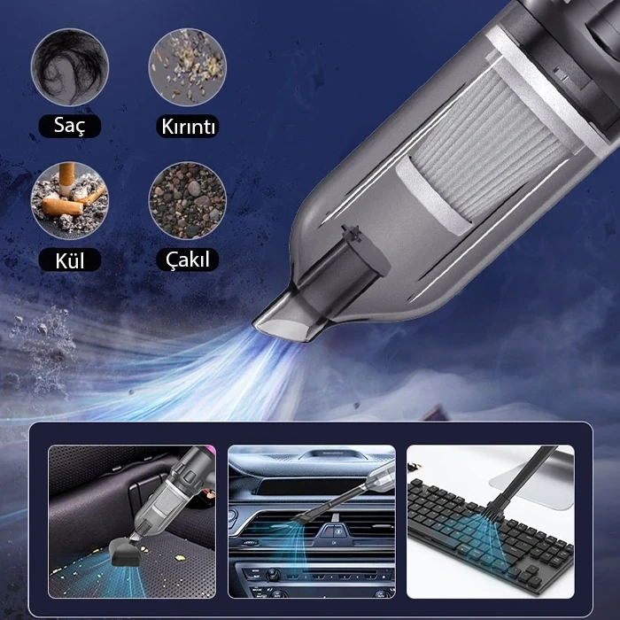 Nevamel ALLY 14000pa Güçlü Portatif 2 Kademeli Tasinabilir Vakumlu Kablosuz Üflemeli Mini Araç Süpürgesi SW-103-(5775)