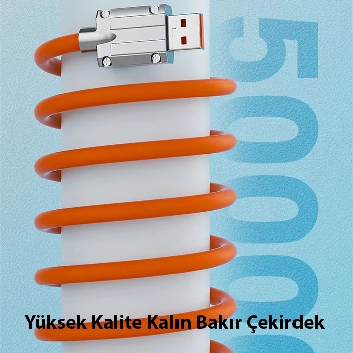 Nevamel ALLY 180° Dönebilen USB To iPhone Lightning 6A Hızlı Şarj Kablosu 1 Metre-(5775)
