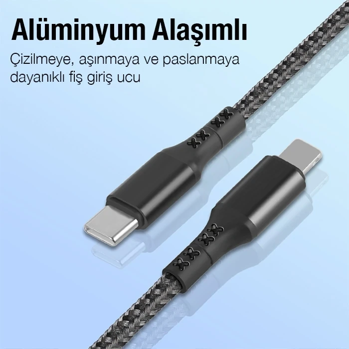 Nevamel ALLY 1mt 27W Type-C To iPhone Lightning Süper Hızlı Data ve Şarj Kablosu Akım ve Isı Korumalı Halat-(5775)