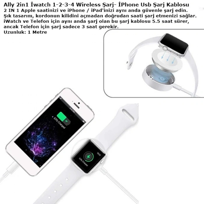 Nevamel Ally 2in1 Apple Watch Şarj- İPhone Usb Şarj Kablosu-(5775)