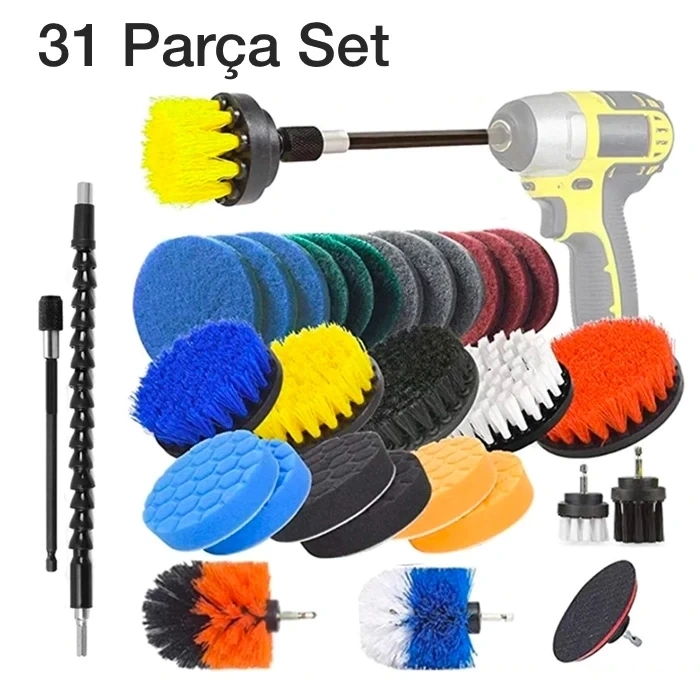 Nevamel ALLY 31 Parça Çok Amaçlı Ev Banyo ve Araç Matkap Ucu Temizlik Seti-(5775)