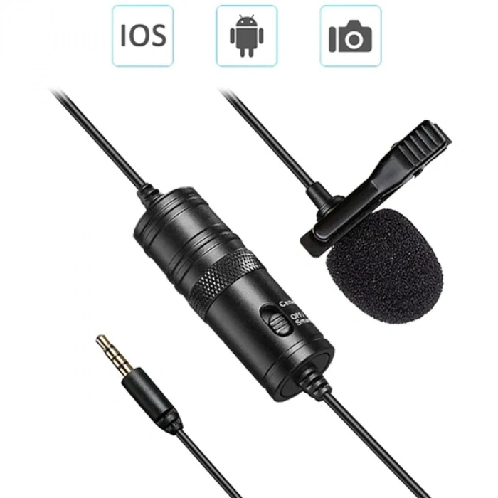 Nevamel ALLY 3.5MM Universal Lavalier Kablolu Yaka Mikrofonu 6 Metre-(5775)