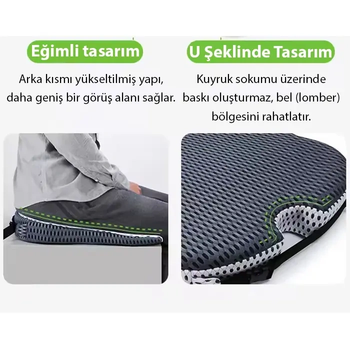 Nevamel® ALLY 4 Boyutlu Hafızalı Ortopedik Nefes Alabilir Çıkarılabilir Ergonomik Ev ve Araç için Oturma Minderi-(5775)