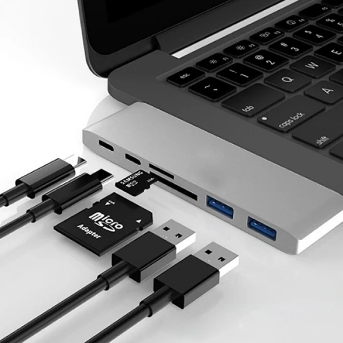 Nevamel Ally 6 İn1 Usb-C Hub Daul  USB 3.0 Type-C Şarj Kart Reader Çoğaltıcı Hub-(5775)