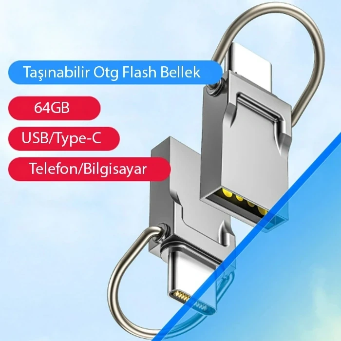 Nevamel ALLY 64GB Type-c Usb Otg Flash Bellek - USB 2.0 100MB/S Flash Disk-(5775)