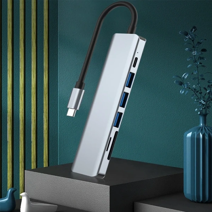 Nevamel Ally 7in1 USB 3.1 HDMI 4K 30HZ 2K 1080P Type-C HUB Adaptör Dönüştürücü-(5775)