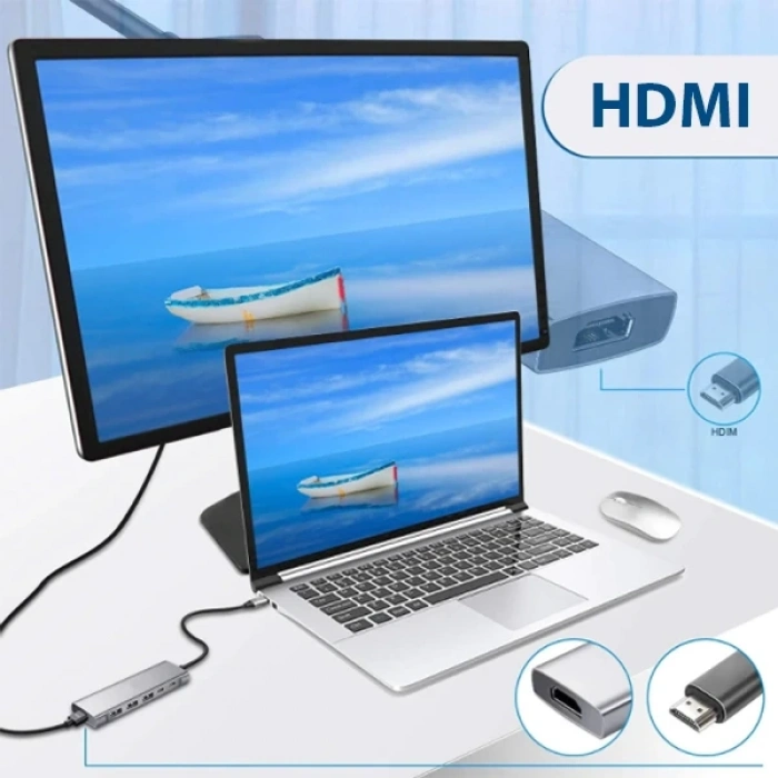 Nevamel ALLY  9 İn1 Type C Hub 4k 30hz Hdmi Usb 3.0SdPD Adaptör-(5775)