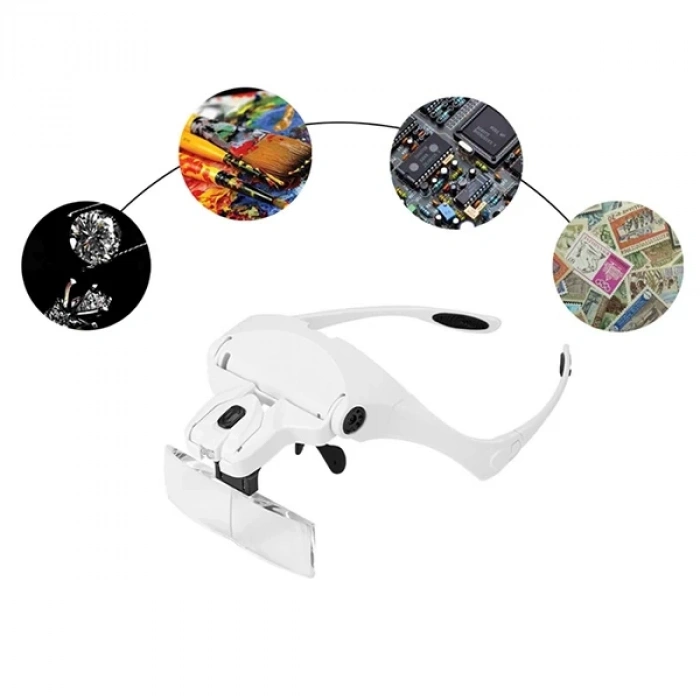 Nevamel ALLY 9892B2 Yedek Lensli Led Işıklı Kafa Büyüteçi-(5775)