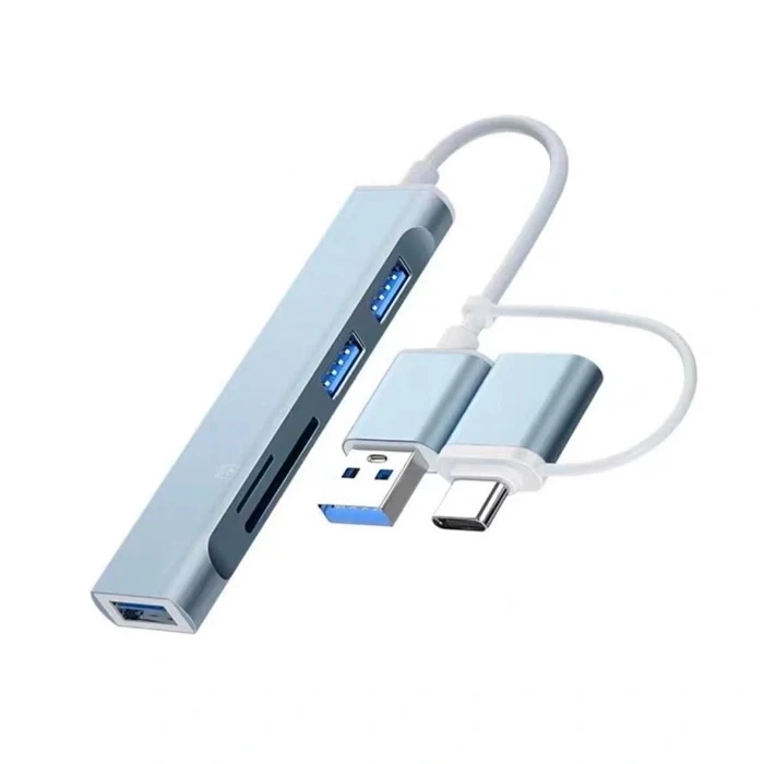 Nevamel ALLY A-807 5in1 Type-C + USB Girişli USB 3.0 Çoğaltıcı Hub Adaptör-(5775)