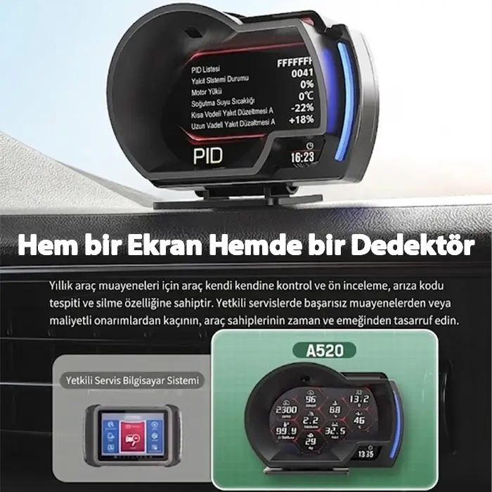 Nevamel® Ally A520 OBD2 + GPS Head Up Display HUD Dijital Hız Göstergesi RPM & Sıcaklık & Basınç Takip Hız Alarmı-(5775)