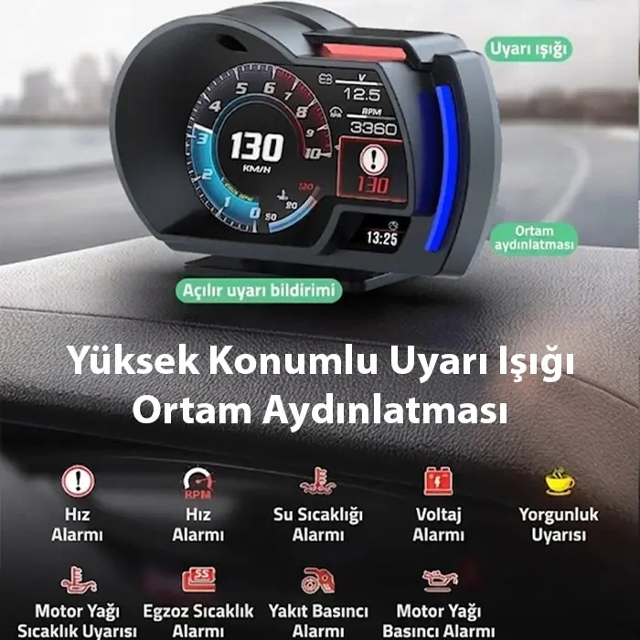 Nevamel® Ally A520 OBD2 + GPS Head Up Display HUD Dijital Hız Göstergesi RPM & Sıcaklık & Basınç Takip Hız Alarmı-(5775)