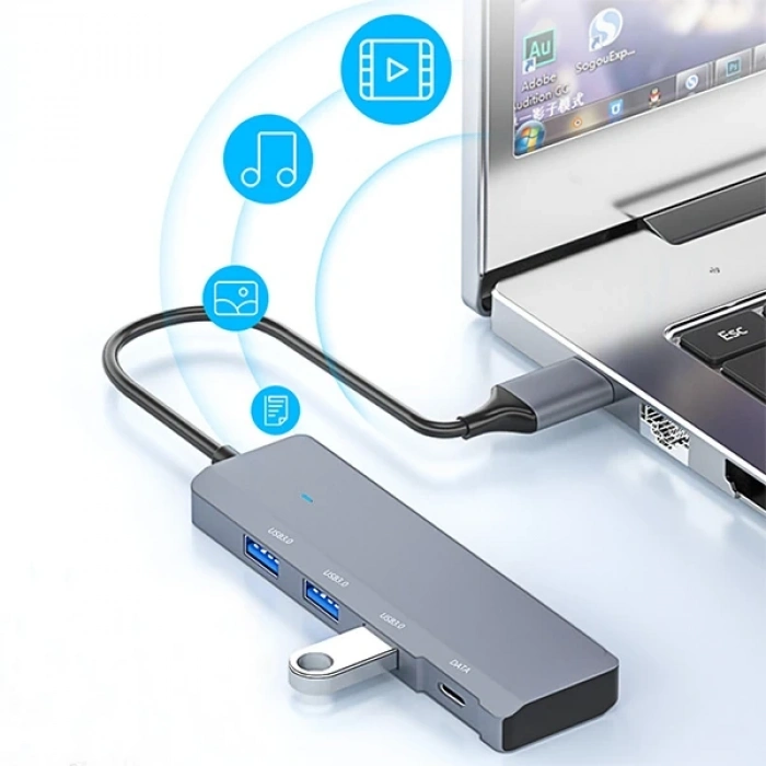 Nevamel Ally ADS-309A 4in1 USB to USB + Type-C Hub Adaptör Çevirici Dönüştürücü Çoğaltıcı-(5775)