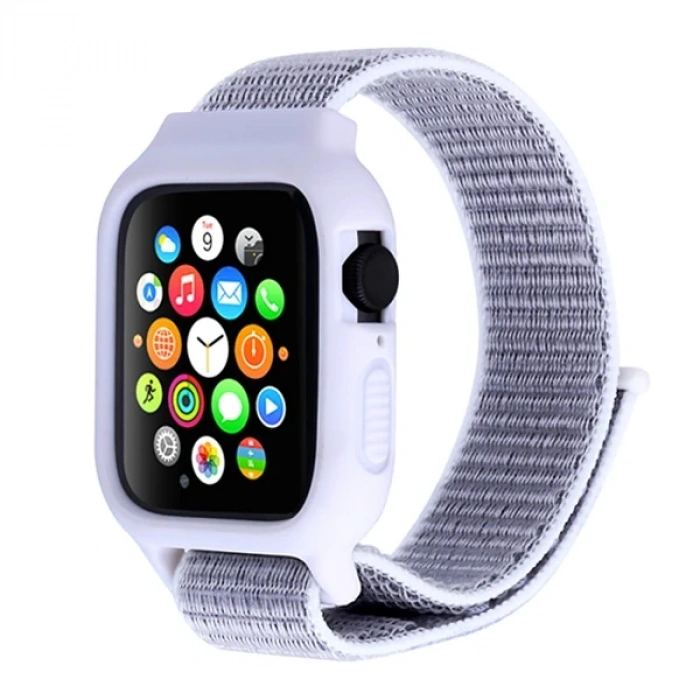Nevamel Ally Apple Watch 6-SE-5-4 44mm / 3-2-1 42mm Kayış Kordon Kılıf Silikon-(5775)