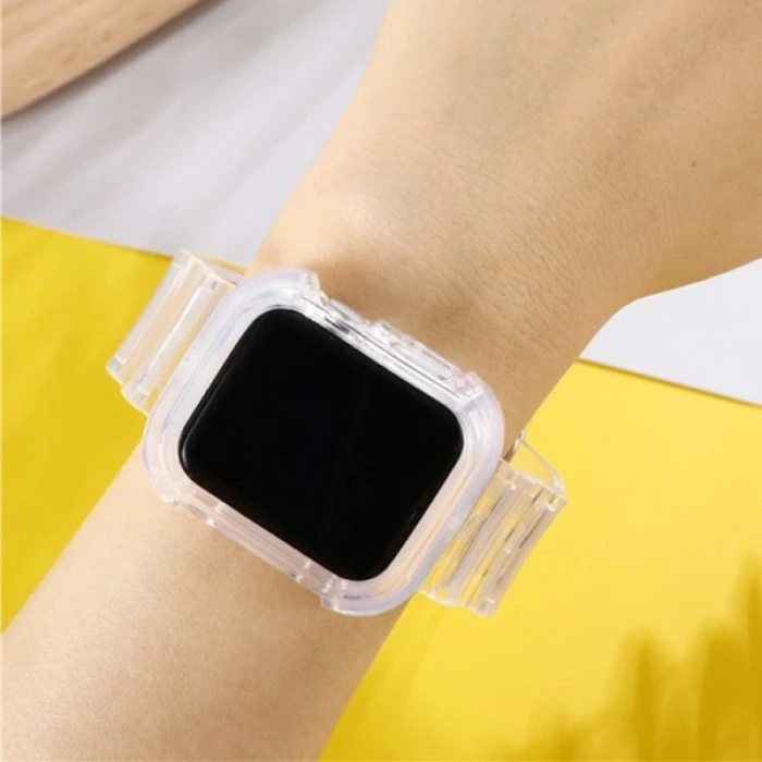 Nevamel ALLY Apple Watch 6-SE-5-4 44mm / 3-2-1 42mm Kayış Kordon Kılıf Silikon-(5775)