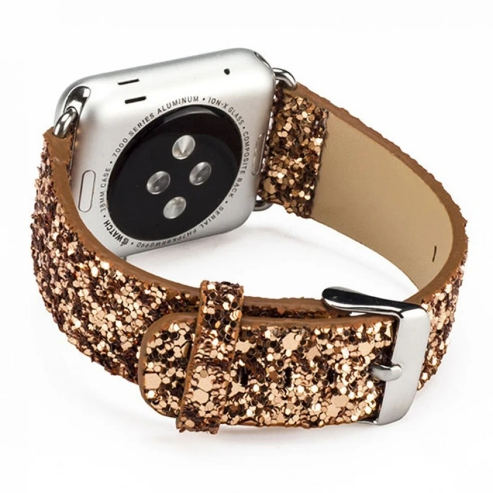 Nevamel Ally Apple Watch 7-8 41mm 6-5-4 40mm Kayış Kordon Deri Sim İşlemeli 3-2-1 38mm-(5775)