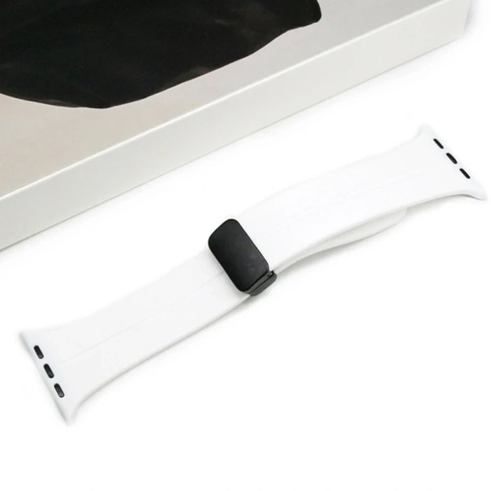 Nevamel Ally Apple Watch 7-8 41mm 6-5-4 40mm Manyetik Uçlu Silikon Kayış Kordon 3-2-1 38mm-(5775)