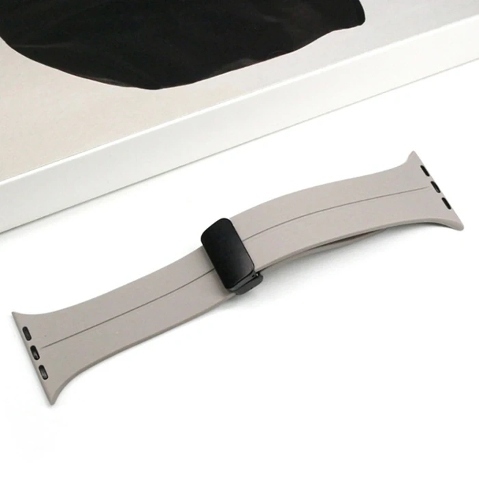 Nevamel Ally Apple Watch 7-8 41mm 6-5-4 40mm Manyetik Uçlu Silikon Kayış Kordon 3-2-1 38mm-(5775)