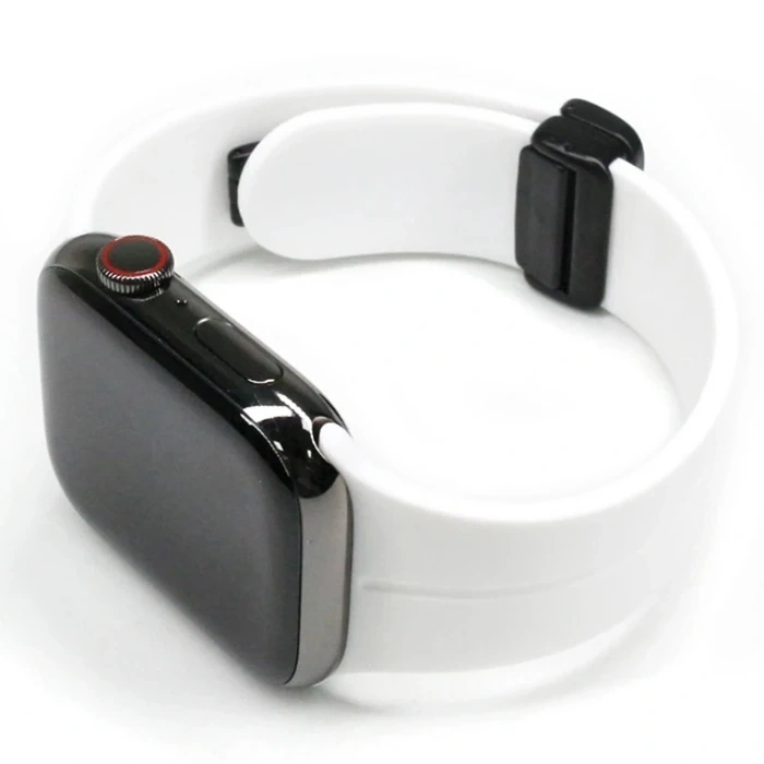 Nevamel Ally Apple Watch 7-8 41mm 6-5-4 40mm Manyetik Uçlu Silikon Kayış Kordon 3-2-1 38mm-(5775)