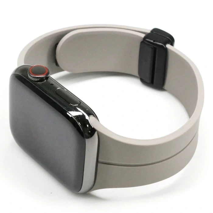 Nevamel Ally Apple Watch 7-8 41mm 6-5-4 40mm Manyetik Uçlu Silikon Kayış Kordon 3-2-1 38mm-(5775)